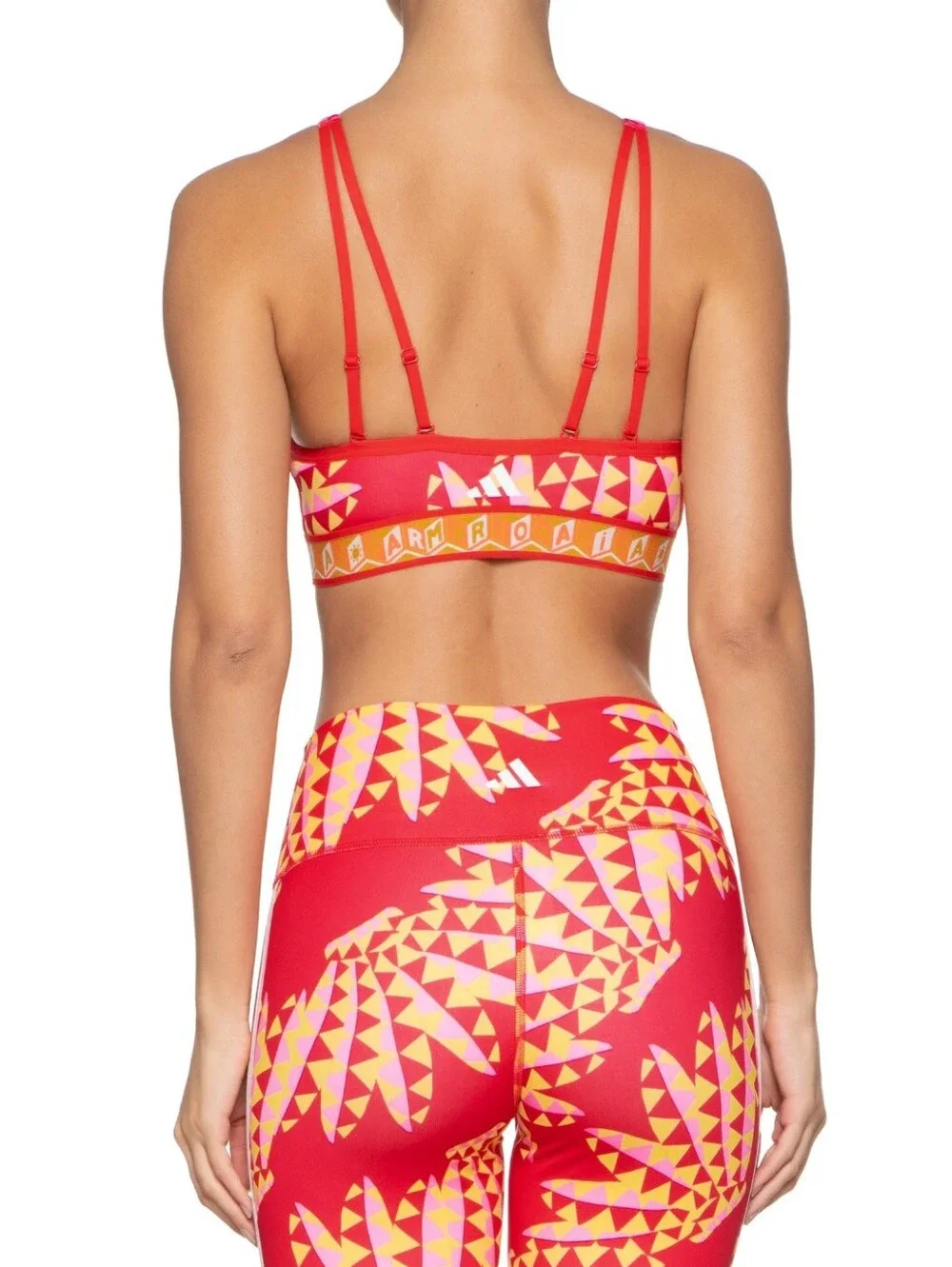 FARM Rio x Adidas Sports Bra & Leggings Activewear Set Red Tropical Size S & XS